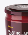 Plastic Jar With Cranberry Jam Mockup (High-Angle Shot) on Yellow