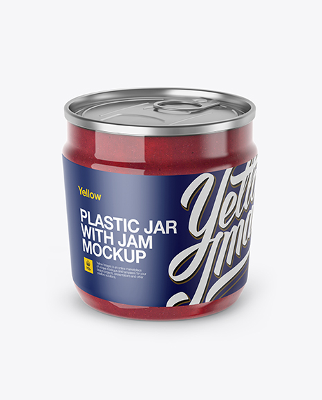 Download Plastic Jar With Cranberry Jam Mockup (High-Angle Shot) in Jar Mockups on Yellow Images Object ...