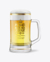 Tankard Glass Mug with Pilsner Beer Mockup on Yellow Images Object Mockups