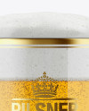 Tankard Glass Mug with Pilsner Beer Mockup on Yellow Images Object Mockups