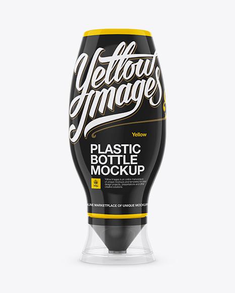 Download Glossy Plastic Bottle Mockup - Front View in Bottle Mockups on Yellow Images Object Mockups