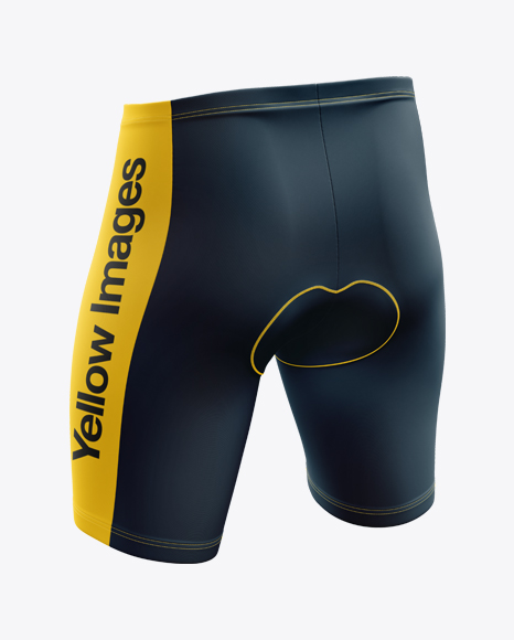 Men S Cycling Shorts Mockup Back Half Side View In Apparel Mockups On Yellow Images Object Mockups