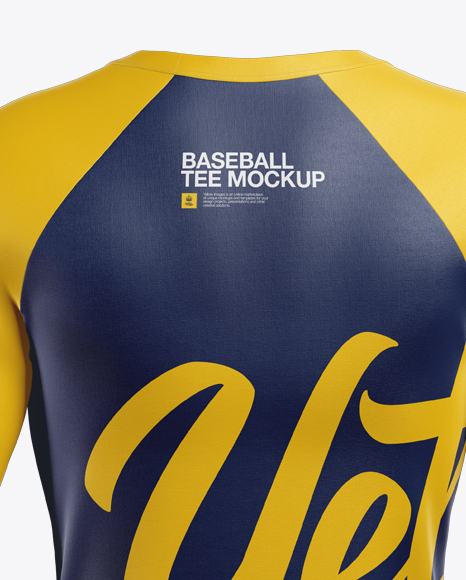 Download Men's Baseball T-shirt with Long Sleeves Mockup - Back View in Apparel Mockups on Yellow Images ...