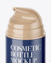 Open Glossy Cream Bottle with Pump Mockup - Halfside View on Yellow