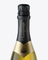 Antique Green Champagne Bottle with Textured Foil Mockup on Yellow