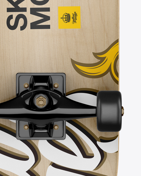 Download Skateboard Mockup Back View In Object Mockups On Yellow Images Object Mockups PSD Mockup Templates