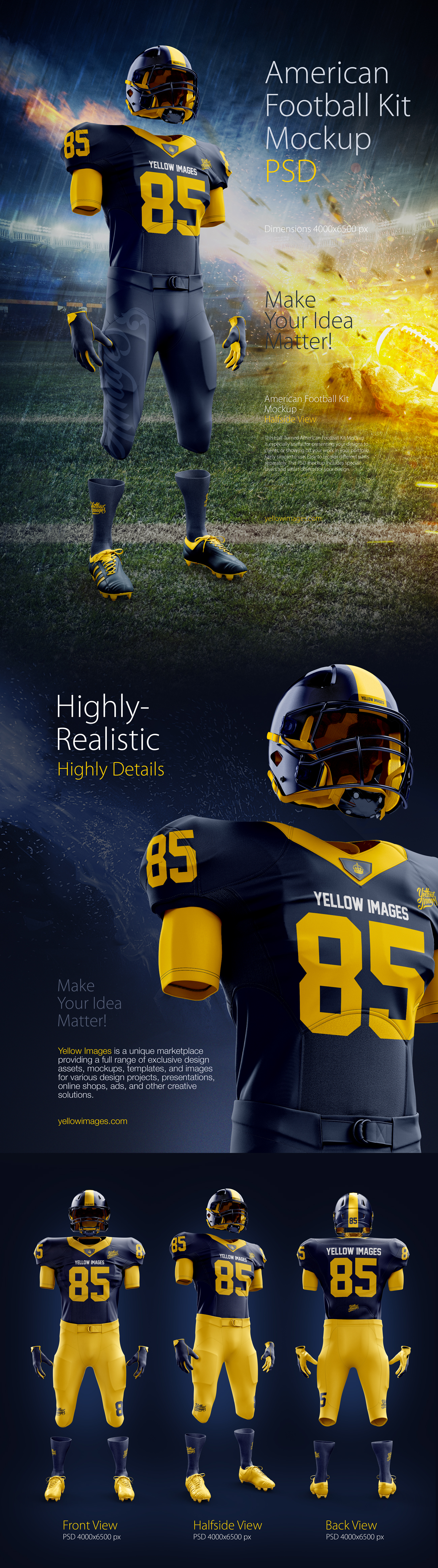 Download American Football Kit Mockup Psd In Apparel Mockups On Yellow Images Creative Store