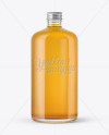 Clear Glass Bottle With Apple Juice Mockup