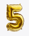 Number 5 Foil Balloon in Object Mockups on Yellow Images Object Mockups