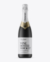 Black Matte Champagne Bottle with Textured Foil Mockup on Yellow Images