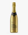 Matte Metallic Champagne Bottle with Textured Foil Mockup - Free