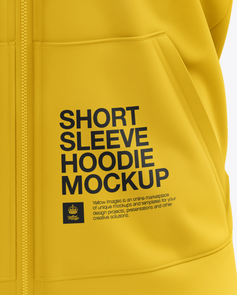 Download Short Sleeve Zip Hoodie Mockup Front View In Apparel Mockups On Yellow Images Object Mockups