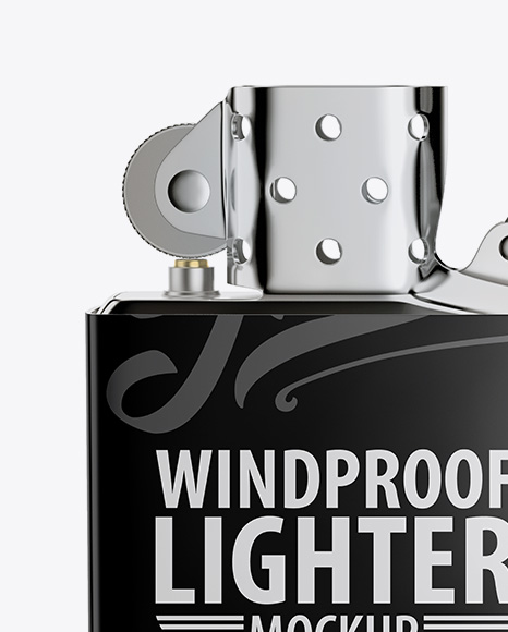 Opened Metallic Lighter Mockup - Front View - Free Download Images High