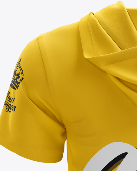 Download Short Sleeve Zip Hoodie Mockup Back View In Apparel Mockups On Yellow Images Object Mockups