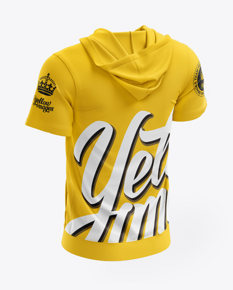 Download Short Sleeve Zip Hoodie Mockup Back Halfside View In Apparel Mockups On Yellow Images Object Mockups