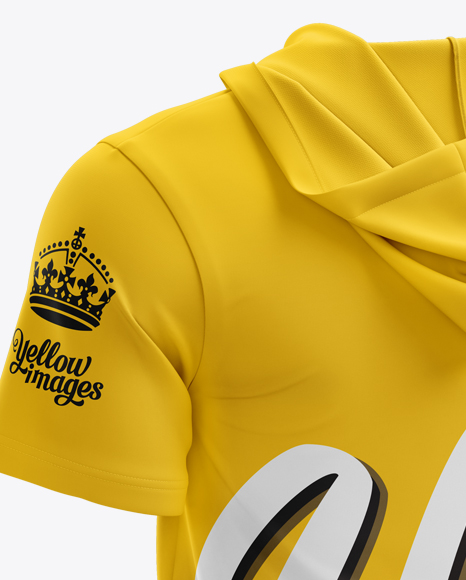 Short Sleeve Zip Hoodie Mockup Back Halfside View In Apparel Mockups On Yellow Images Object Mockups