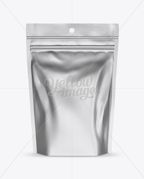 Metallic Stand Up Pouch With Zipper Mockup In Pouch Mockups On Yellow Images Object Mockups