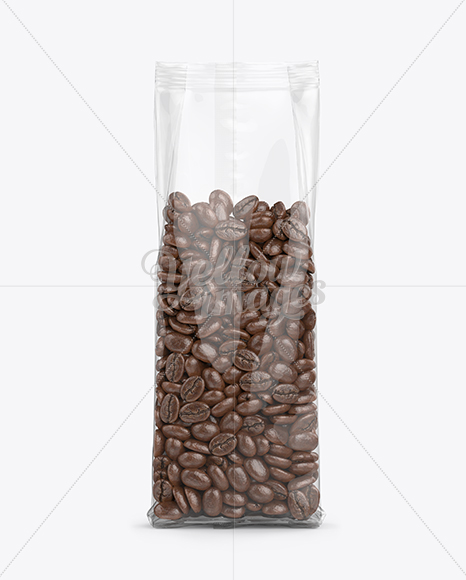 Download Clear Bag With Coffee Beans Mockup - Front View in Bag ...