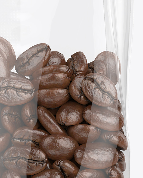 Download Clear Bag With Coffee Beans Mockup - Front View in Bag ...