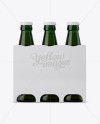 White Paper 3 Pack Dark Green Bottle Carrier Mockup on Yellow Images