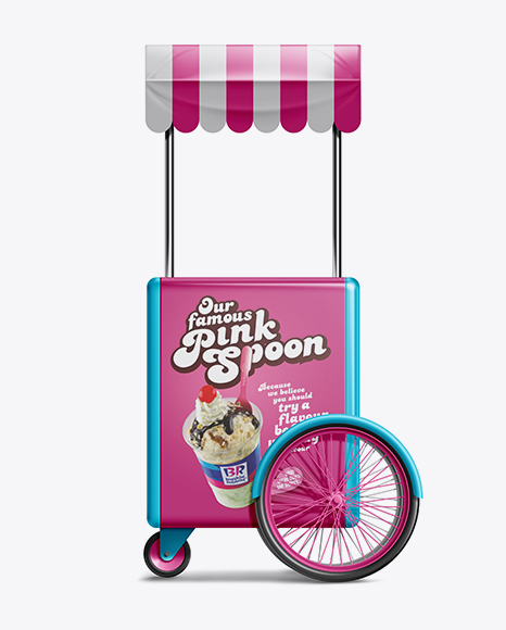 Ice Cream Cart with Umbrella Mockup