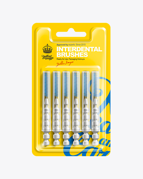 Download 6pcs Interdental Brushes Blister Pack Mockup in Packaging Mockups on Yellow Images Object Mockups