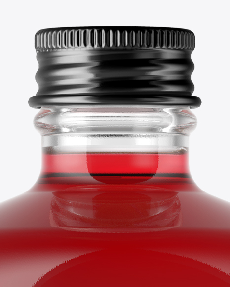 Clear Glass Bottle with Red Drink Mockup PSD #1