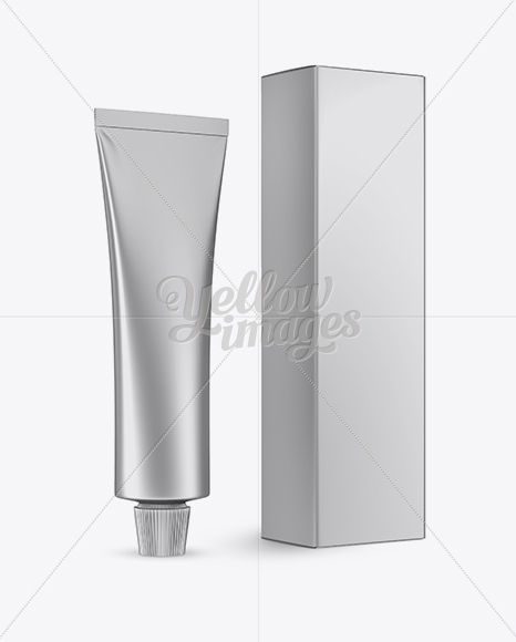 Download Metallic Cream Tube & Box Mockup - Half Side View in Tube ...