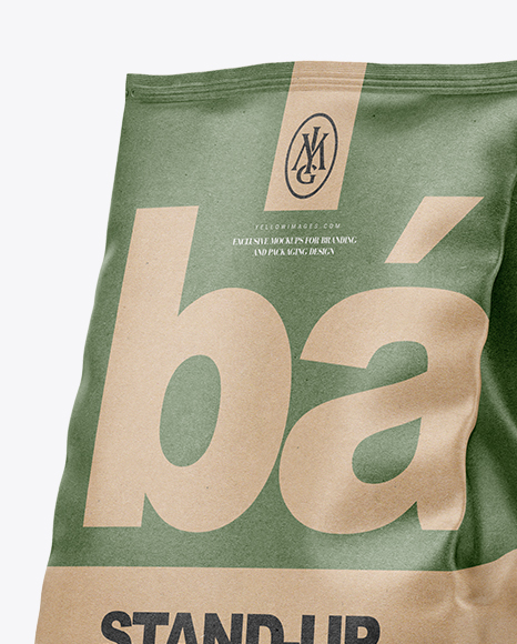 Kraft Stand up Bag Mockup   Half Side View PSD #2