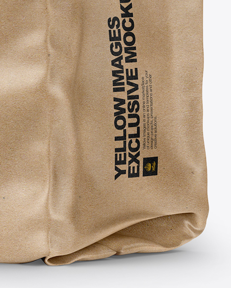 Download Kraft Stand Up Bag Mockup Half Side View In Bag Sack Mockups On Yellow Images Object Mockups