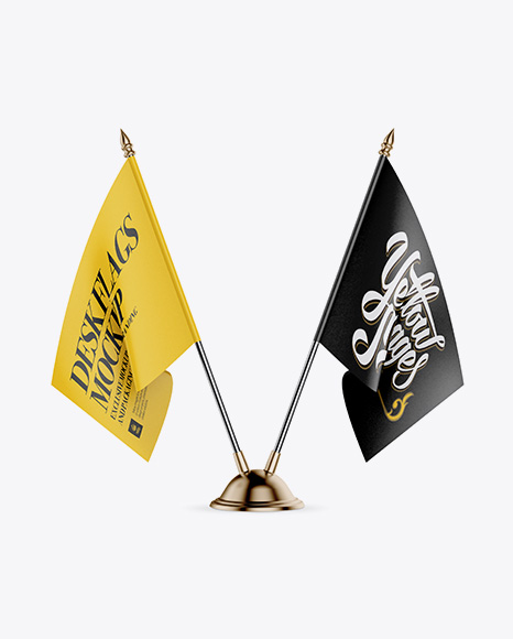 Desk Flags Mockup In Object Mockups On Yellow Images Object Mockups