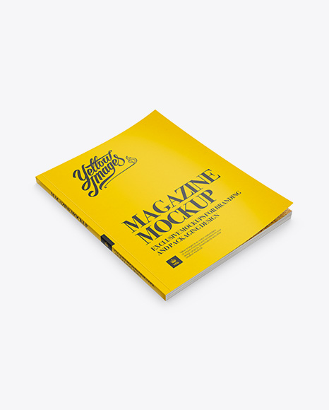 Magazine Mockup Halfside Views High Angle In Stationery Mockups On Yellow Images Object Mockups