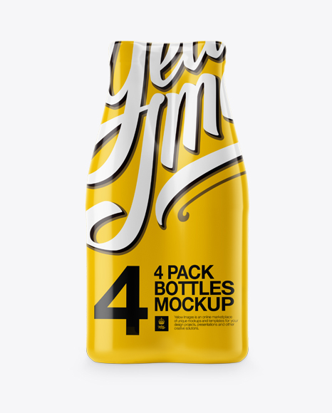 4 Bottles Pack Mockup Front View In Bottle Mockups On Yellow Images Object Mockups