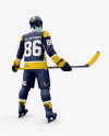 Men’s Full Ice Hockey Kit with Stick mockup (Hero Back Shot)