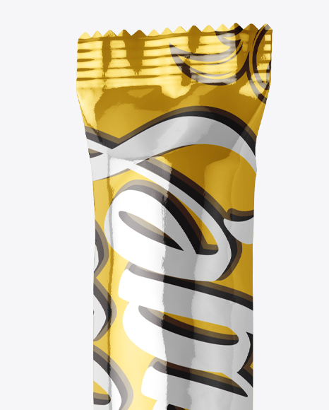 Long Metallic Snack Package Mockup PSD #2