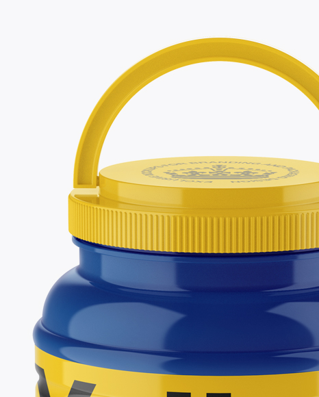 Glossy Plastic Jar With Handle Mockup (High Angle Shot) PSD #3