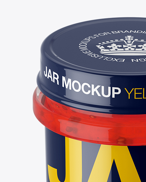 Glass Jar With Raspberry Jam Mockup (High Angle Shot) PSD #2