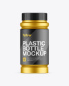 Matte Metalic Pill Bottle Mockup on Yellow Images Object Mockups