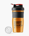 Download Metallic Shaker Bottle With Blender Ball Mockup in Bottle Mockups on Yellow Images Object Mockups