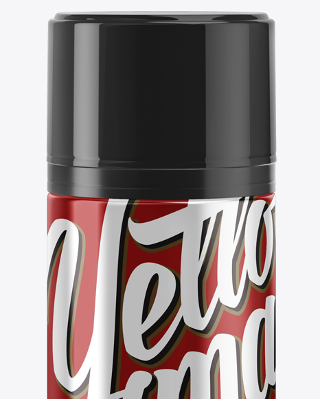Glossy Metallic Shaving Foam Bottle With Cap Mockup PSD #1