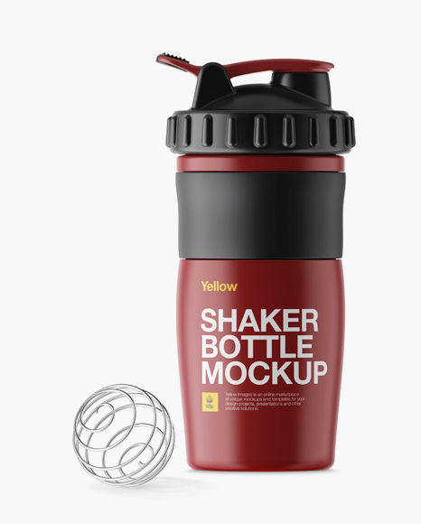 Download Matte Shaker Bottle With Blender Ball Mockup in Bottle ...