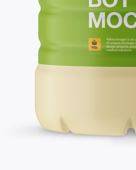 Matte PET Bottle - Front View on Yellow Images Object Mockups