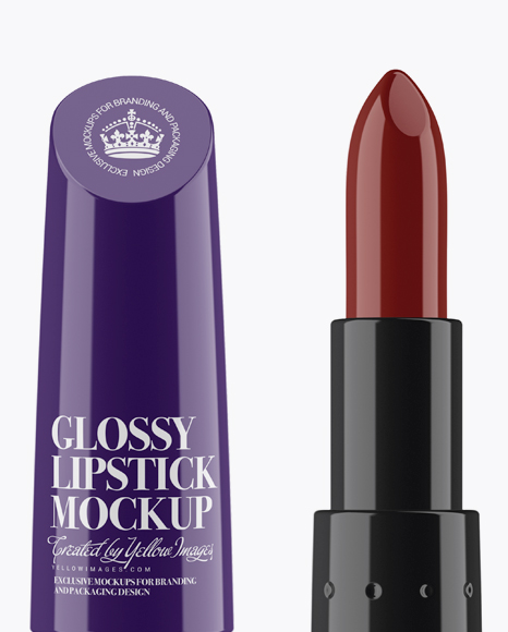 Glossy Lipstick Mockup In Tube Mockups On Yellow Images Object Mockups