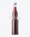 Textured Plastic Bottle with Red Drink Mockup on Yellow Images Object