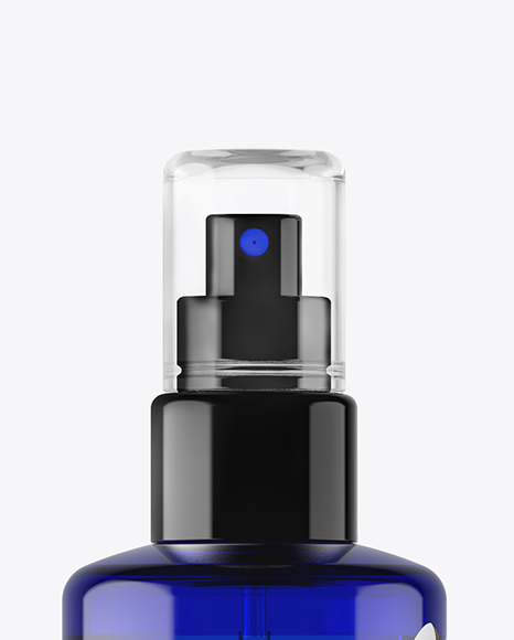 Blue Spray Bottle With Transparent Cap Mockup PSD #1