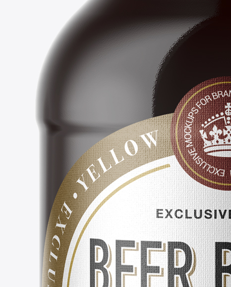 Download 330ml Clear Glass Bottle With Brown Ale Mockup In Bottle Mockups On Yellow Images Object Mockups PSD Mockup Templates