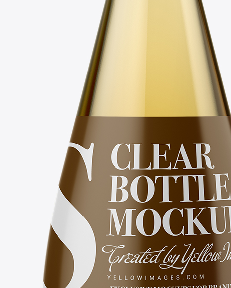 Download Clear Glass Bottle With White Wine Mockup in Bottle Mockups on Yellow Images Object Mockups