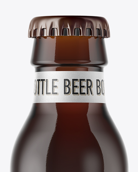 330ml Amber Glass Bottle with Red Ale Mockup