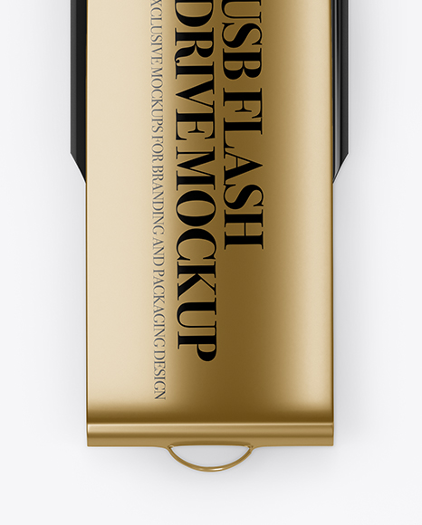 Glossy & Metal USB Flash Drive Mockup - Top View