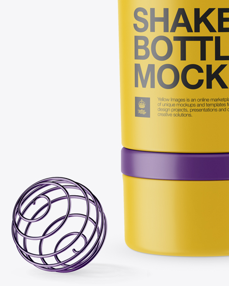 Matte Shaker Bottle With Blender Ball Mockup in Bottle Mockups on Yellow Images Object Mockups